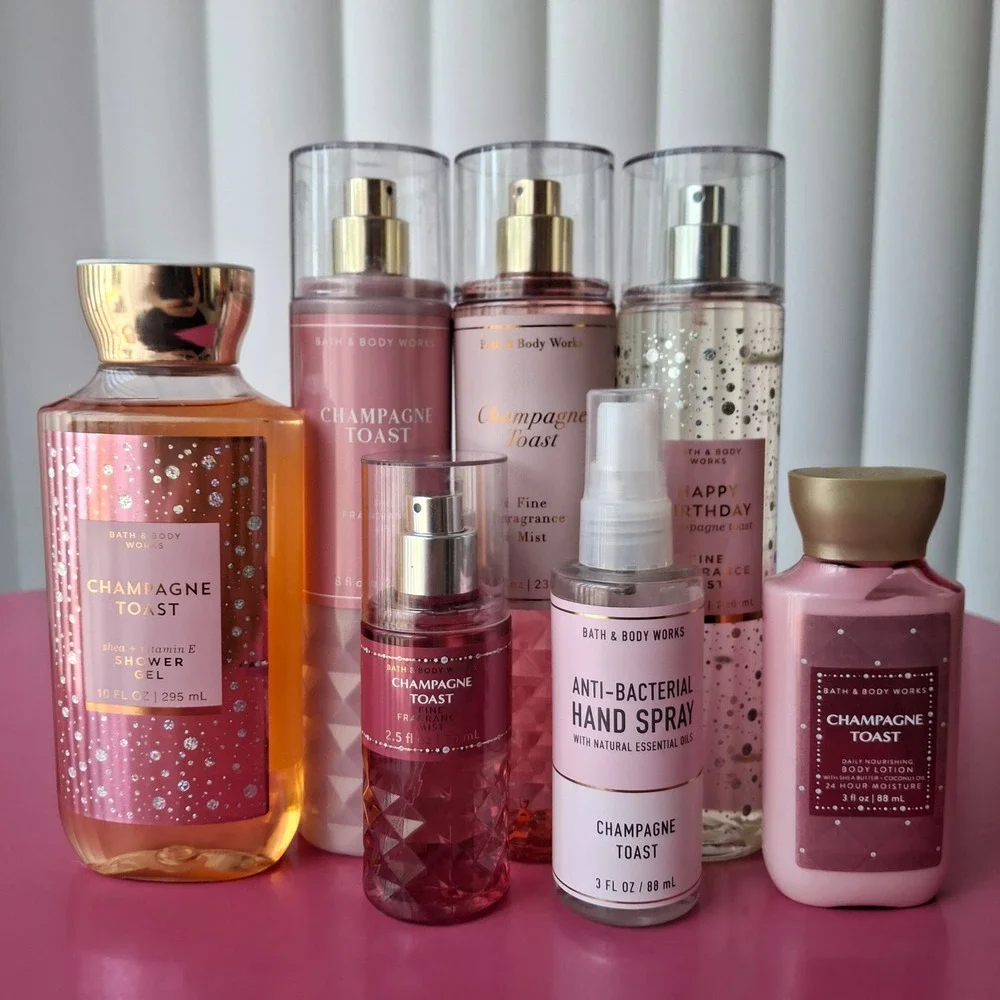 Bath & Body Works CHAMPAGNE TOAST Fragrance Mist Lotion Shower Gel Set of 7